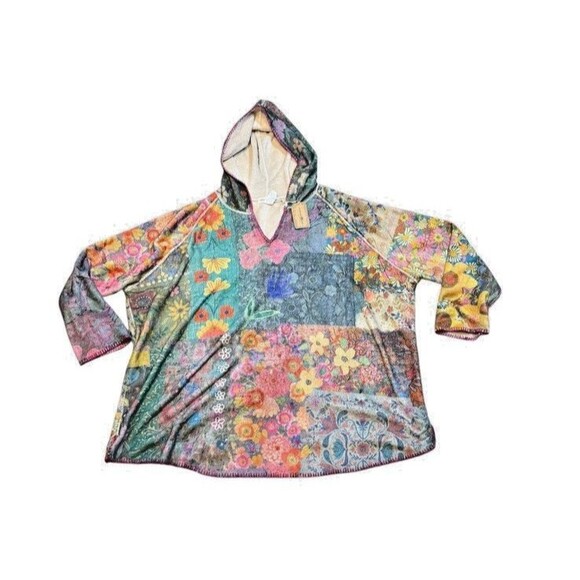 Natural Life Tops - Natural Life Super Soft Cozy Blanket Hoodie Floral Patchwork One Size OSFM NEW